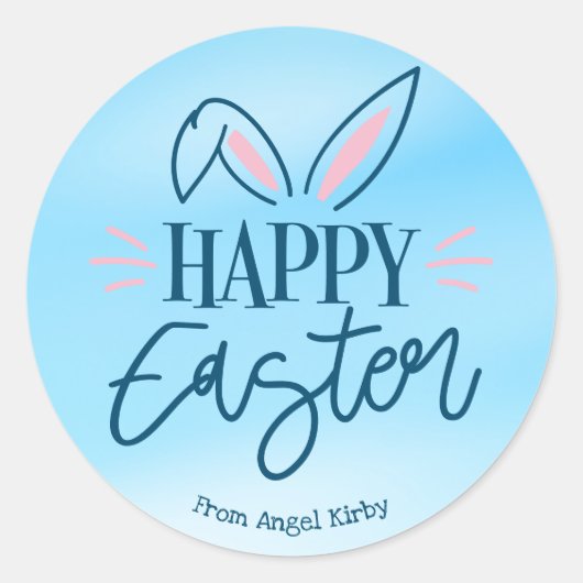 ハッピーイースターバニー耳シンプルズ ラウンドシール (正面)