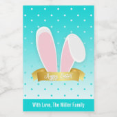 ハッピーイースターバニー耳ティール（緑がかった色）ミニワインラベルセット ワインラベル (シングルラベル)