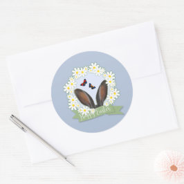 ハッピーイースターバニー耳デイジーリース ラウンドシール