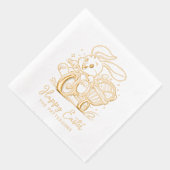 ハッピーイースターバニー自転車エッグパーソナライズされた名 箔ナプキン (右)