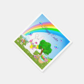 ハッピーイースターバニー色の卵かわいい スタンダードカクテルナプキン (角)