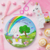 ハッピーイースターバニー色の卵かわいい ペーパープレート (パーティー)