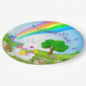 ハッピーイースターバニー色の卵かわいい ペーパープレート (アングル)