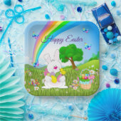 ハッピーイースターバニー色の卵かわいい ペーパープレート (パーティー)