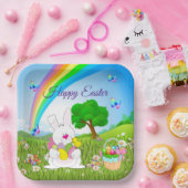 ハッピーイースターバニー色の卵かわいい ペーパープレート (パーティー)