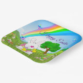 ハッピーイースターバニー色の卵かわいい ペーパープレート (傾斜あり)