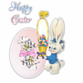 ハッピーイースターバニー装飾卵バスケットシック シール (正面)