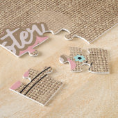 ハッピーイースターバニー顔ニュートラル水玉模様 ジグソーパズル (側面)