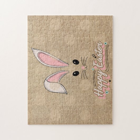 ハッピーイースターバニー顔ニュートラル水玉模様 ジグソーパズル (縦)