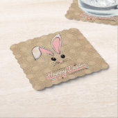 ハッピーイースターバニー顔ニュートラル水玉模様 ペーパーコースター (アングル)