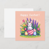 ハッピーイースターバニー8ビットピクセルアート シーズンカード (正面/裏面)