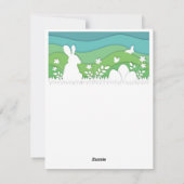 ハッピーイースターバニー、かわいいペーパーカット漫画 シーズンカード (裏面)