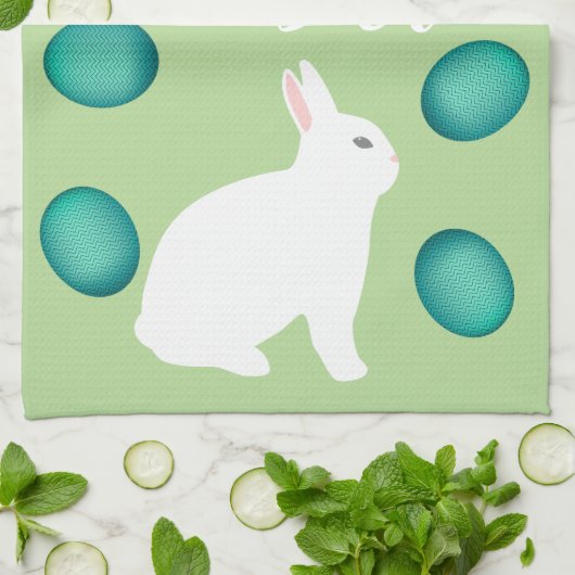 ハッピーイースターバニー&エッグス キッチンタオル (折り畳み)
