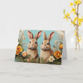 ハッピーイースターバニー カード (黄色い花)