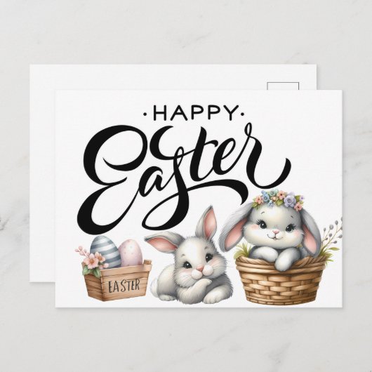 ハッピーイースターバニー ポストカード (正面/裏面)