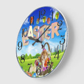 ハッピーイースターバニー ラージ壁時計 (傾斜)