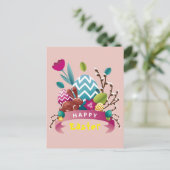 ハッピーイースターバニー、卵デザイン ポストカード (スタンド正面)