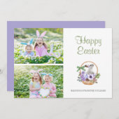 ハッピーイースターバニーinバスケット2写真 シーズンカード (正面/裏面)