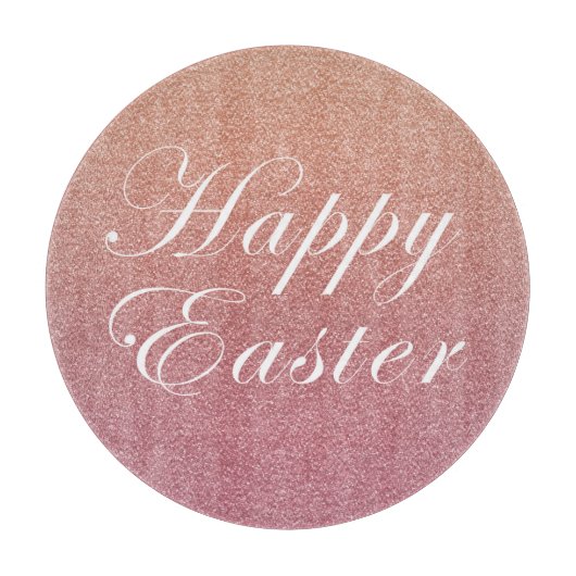 ハッピーイースターバラ金ゴールドピンクスパークルグリッタースタイル カッティングボード (正面)