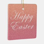 ハッピーイースターバラ金ゴールドピンクスパークルグリッタースタイル セラミックオーナメント (右)