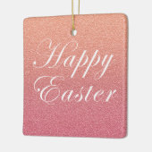 ハッピーイースターバラ金ゴールドピンクスパークルグリッタースタイル セラミックオーナメント (左)