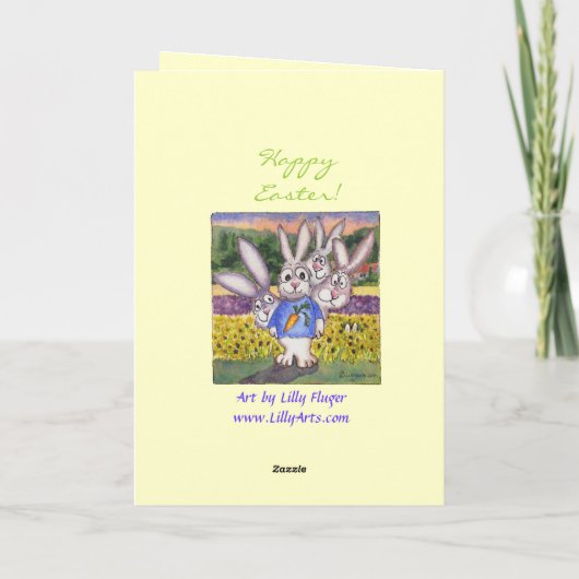 ハッピーイースターバンニーズエッグ狩りグリーティングカード シーズンカード (裏面)