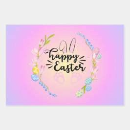 ハッピーイースターパかわいらしステル ラッピングペーパーシート