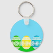 ハッピーイースターパウダー青かわいい卵デザイン キーホルダー (正面)