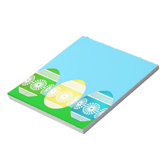 ハッピーイースターパウダー青かわいい卵デザイン ノートパッド (回転)