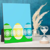 ハッピーイースターパウダー青かわいい卵デザイン フォトプラーク (側面)