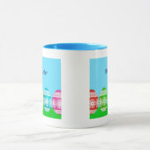 ハッピーイースターパウダー青かわいい卵デザイン マグカップ (中央)