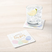 ハッピーイースターパステルエッグコースターカスタムスクエア スクエアペーパーコースター (インサイチュ)