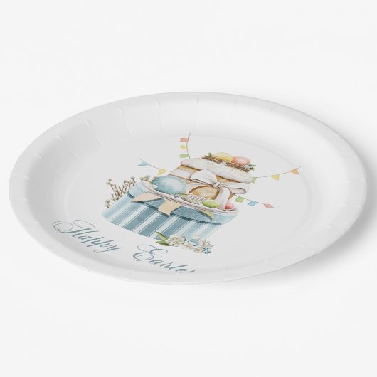 ハッピーイースターパステルエッグ紙プレート ペーパープレート (アングル)