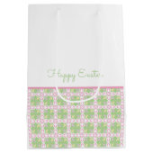 ハッピーイースターパステルパターン春カラーズシックおもしろい ミディアムペーパーバッグ (裏面)
