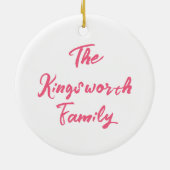 ハッピーイースターパステルピンク春フラワーブーケ セラミックオーナメント (裏面)