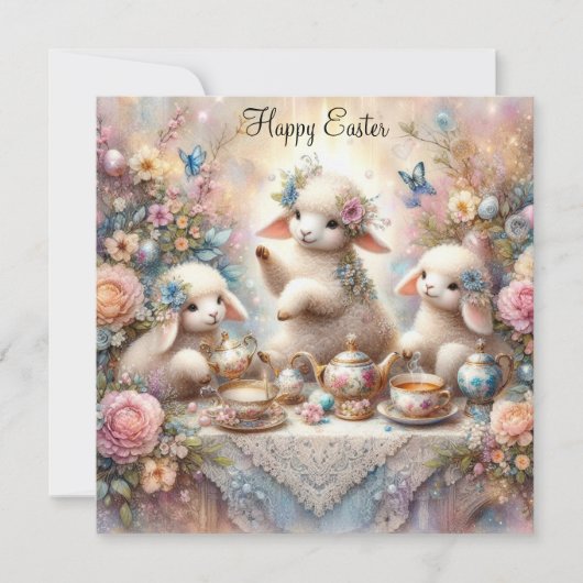 ハッピーイースターパステルフローララムティーパーティー シーズンカード (正面)