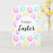 ハッピーイースターパステル卵パターングリーティングカード カード (黄色い花)
