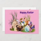 ハッピーイースターパブドッグフラットホリデーカード シーズンカード (正面/裏面)