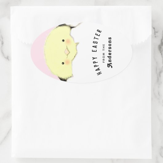ハッピーイースターパーソナライズされたオーバルステッカー 楕円形シール (バッグ)