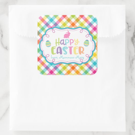 ハッピーイースターパーソナライズされたシール スクエアシール (バッグ)