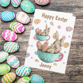 ハッピーイースターパーソナライズされたバニーシーズインティーカップス シーズンカード