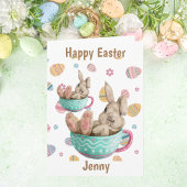 ハッピーイースターパーソナライズされたバニーシーズインティーカップス シーズンカード