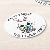 ハッピーイースターパーソナライズされたバニーシーズンズ ラウンドペーパーコースター (アングル)