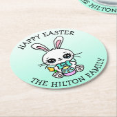 ハッピーイースターパーソナライズされたバニーシーズンズ ラウンドペーパーコースター (アングル)