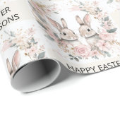 ハッピーイースターパーソナライズされたバニーパステル ラッピングペーパー (ロールコーナー)