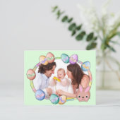 ハッピーイースターパーソナライズされたファミリー写真はがき シーズンポストカード (スタンド正面)