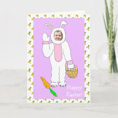 ハッピーイースターパーソナライズされた写真イースターバニー カード (正面)