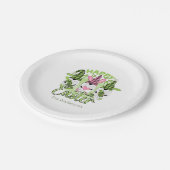 ハッピーイースターパーソナライズされた格言ピンクグリーンパーティー ペーパープレート (アングル)