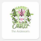 ハッピーイースターパーソナライズされた格言ピンクグリーン スクエアシール (正面)