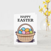 ハッピーイースターパーソナライズされた籠 カード (黄色い花)